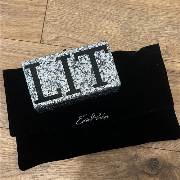 Edie Parker Silver Glitter ´LIT´ Clutch